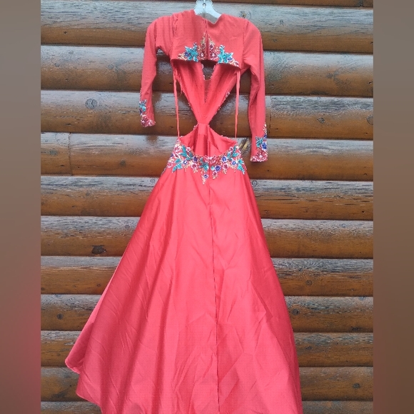 EUC GORGEOUS BLACK/WHITE & GOLD HARDWARE PALM MAXI SZ M/LG MAXI DRESS - Picture 10 of 15